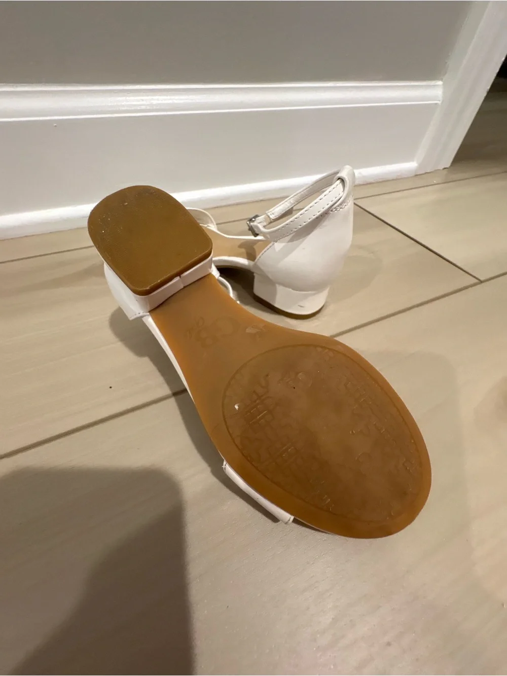 Girls' White Ankle-Strap Dress Sandals with Buckle